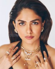 Sophisticated Actress Mrunal Thakur in a Black Halter Top with Layered Gold Jewelry Photos 02