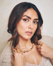 Sophisticated Mrunal Thakur Cleavage in a White Lace V Neck Cami and Beige Linen Blazer Photos 02 Sophisticated Mrunal Thakur Cleavage in a White Lace V Neck Cami and Beige Linen Blazer Photos 02