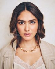 Sophisticated Mrunal Thakur Cleavage in a White Lace V Neck Cami and Beige Linen Blazer Photos 06 Sophisticated Mrunal Thakur Cleavage in a White Lace V Neck Cami and Beige Linen Blazer Photos 06
