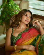 Stunning Mrunal Thakur in a Multicoloured Saree with a Green Blouse Pictures 06