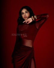 Stunning Nabha Natesh in a Maroon Thigh Slit Gown Pictures 06