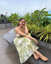 Stunning Pragya Jaiswal in a Tropical Backless Midi Dress Pictures 04