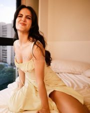 Stunning and Sexy Elli Avrram in a Light Yellow Maxi Dress Photos 02