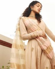 Stylish Anupama Parameswaran in a Beige Traditional Kurta Set Photos 03