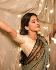 Stylish Beauty Nabha Natesh Navel Waist in a Glamorous Traditional Saree Pictures 07