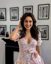 Stylish Pragya Jaiswal Cleavage in a Floral Mini Dress Photos 02