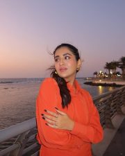 Stylish Rashi Singh in an Orange Button Down Shirt at Jeddah Waterfront in Saudi Arabia Photos 01