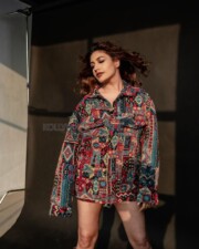 Stylish Surbhi Chandna in a Tiny Denim Shorts and Colorful Top Photos 01