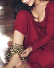 Sweety Naughty Crazy Actress Srijita Ghosh in a Deep Red Anarkali Suit Photos 04