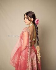 Timeless Actress Nabha Natesh in a Pink Embroidered Bridal Lehenga Photos 05