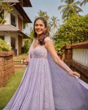 Timeless Beauty Mrunal Thakur in a Lavender Lehenga with a V Neckline Photos 04