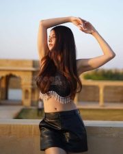 Vedhika Kumar in a Leather Bralette and Shorts Photoshoot Stills 01
