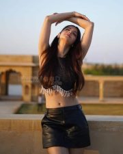 Vedhika Kumar in a Leather Bralette and Shorts Photoshoot Stills 02