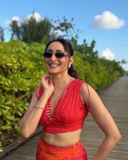Vibrant Actress Pragya Jaiswal in a Red Crop Top Orange Floral Pants Photos 03 Vibrant Actress Pragya Jaiswal in a Red Crop Top Orange Floral Pants Photos 03