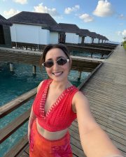 Vibrant Actress Pragya Jaiswal in a Red Crop Top Orange Floral Pants Photos 04 Vibrant Actress Pragya Jaiswal in a Red Crop Top Orange Floral Pants Photos 04