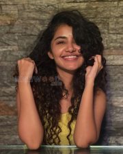 Winsome Actress Anupama Parameswaran in a Yellow Ruffled Sleeveless Top Photos 05
