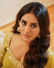 iSmart Beauty Nabha Natesh in a Mustard Anarkali Set Photos 02