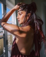 Actress Priyanka Chopra Jonas in a Cropped Silk Halter Neck Backless Top with a Mid Rise Waist Luna Draped Harem Pant Photos 02