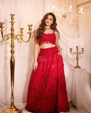 Beautiful Aamna Sharif in a Red Shimmery Lehenga Photos 02