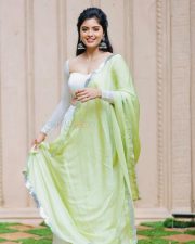 Beautiful Actress Amritha Aiyer in a Chic Green Dress Photos 03 Beautiful Actress Amritha Aiyer in a Chic Green Dress Photos 03