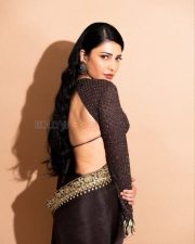 Beautiful Shruti Haasan in a Golden Brown Saree Photos 01