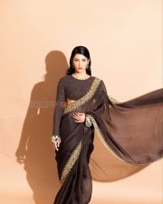 Beautiful Shruti Haasan in a Golden Brown Saree Photos 03