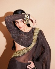 Beautiful Shruti Haasan in a Golden Brown Saree Photos 04