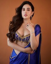 Bold Aditi Budhathoki in a Royal Blue Saree Pictures 01