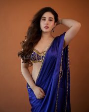 Bold Aditi Budhathoki in a Royal Blue Saree Pictures 02