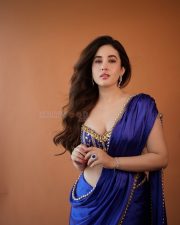 Bold Aditi Budhathoki in a Royal Blue Saree Pictures 06