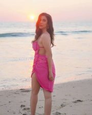 Bold Sophie Choudry in a Pink Spaghetti Strap Dress Photos 01