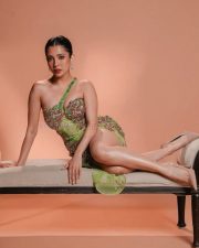 Bold and Glamorous Barkha Singh in a Green One Shoulder Sequin Ankle Length Dress Photos 01