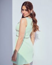 Chic Actress Aamna Sharif in a Mint Green Embellished Mini Dress Photos 06