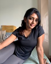 Chic Beauty Eesha Rebba in a Simple Black Top with Grey Pant Photos 02 Chic Beauty Eesha Rebba in a Simple Black Top with Grey Pant Photos 02