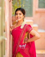 Cute and Gorgeous Amritha Aiyer in Red Half Saree Photoshoot Stills 05
