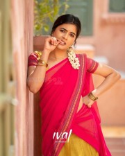 Cute and Gorgeous Amritha Aiyer in Red Half Saree Photoshoot Stills 06