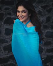 Delightful Ridhima Pandit in a Blue Halter Neck Maxi Dress Photos 01