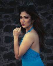 Delightful Ridhima Pandit in a Blue Halter Neck Maxi Dress Photos 05