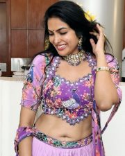 Elegant Actress Divi Vadthya in a Purple Peacock Embroidered Lehenga Choli Photos 03 Elegant Actress Divi Vadthya in a Purple Peacock Embroidered Lehenga Choli Photos 03