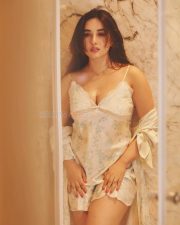 Elegant Aditi Budhathoki in a Floral Printed Satin Slip Dress with White Lace Trim Pictures 02