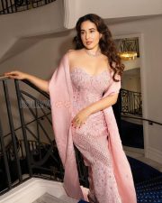 Glamorous Actress Aditi Budhathoki in a Pink Embellished Strapless Gown Photos 01