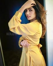 Glamorous Actress Eesha Rebba in a Mustard Yellow Satin Dress Photos 03