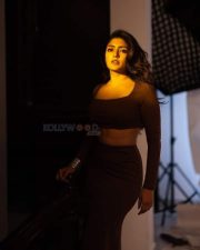 Glamorous Eesha Rebba in a Brown Two Piece Square Neck Long Sleeve Crop Top and Long Skirt Photos 01
