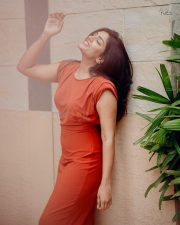 Graceful Eesha Rebba in an Orange Dress Photos 02