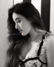 Hot Aditi Budhathoki in a Mesh Lingerie Top Black and White Portrait Pictures 02