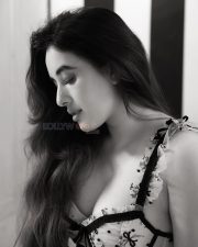 Hot Aditi Budhathoki in a Mesh Lingerie Top Black and White Portrait Pictures 02