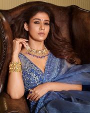 Kollywood Queen Nayanthara in a Blue Lehenga with a Sleeveless Blouse Photos 01