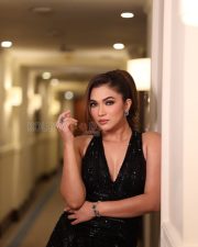 Magnetic Actress Ridhima Pandit in a Black Deep V Sequined Gown Photos 02