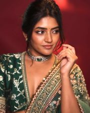 Mama Mascheendra Actress Eesha Rebba in an Emerald Green Embroidered Lehenga Gown with an Embellished Deep V Neckline Blouse Photos 10