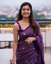 Mesmerizing Amritha Aiyer in a Purple Saree Photos 01